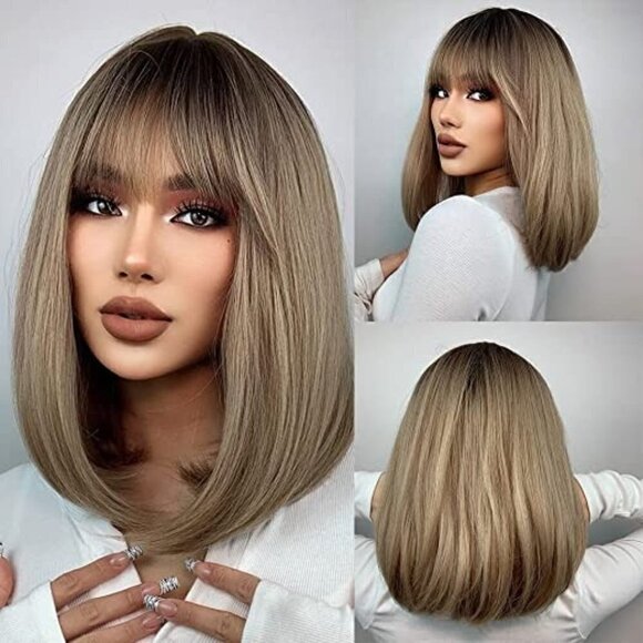 𝅺🆕 Stunning Long Bob Ombre Light Blonde Replacement Hair Wig  Lace SEXY NWT 👀 - Picture 1 of 6